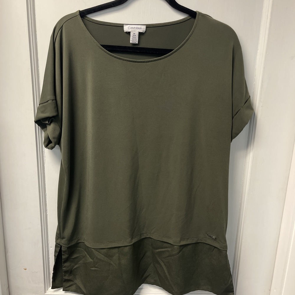 Calvin Klein Women's Olive Green Blouse Top Size XL